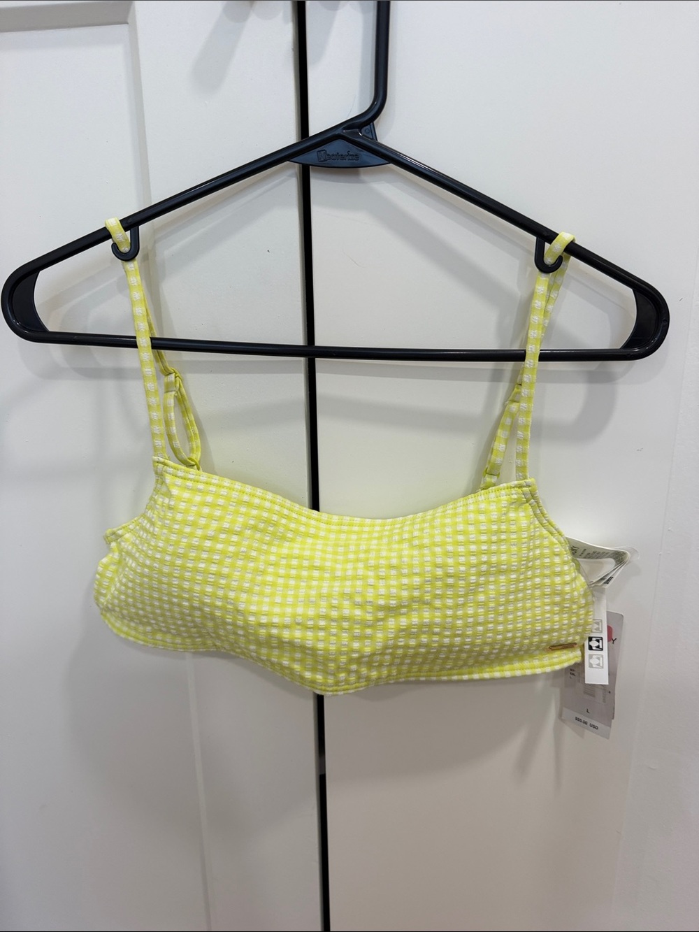 NWT Roxy Yellow Gingham Bikini Top